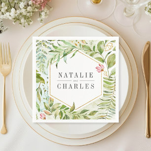 Hochzeit von Wild-Blattwerk in Aquarellen Serviette
