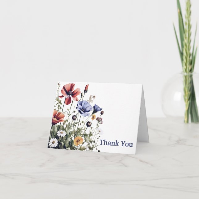 Hochzeit von Wildblumen Dankeskarte (Vorderseite)