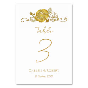 Hochzeit von Wirbel der Gold Rose Tischnummer