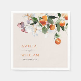 Hochzeit von Zitrusfrüchten und Grünpflanzen Serviette