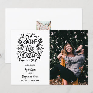 Hochzeit Vormerkung 2 Foto Botanische Typografie Einladung