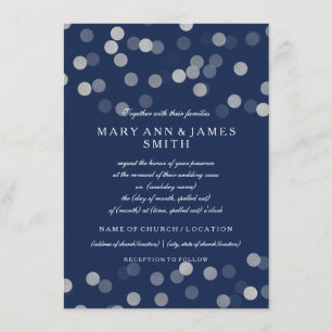 Hochzeit Vow Renewal Sliver Glitzer Navy Blau Einladung