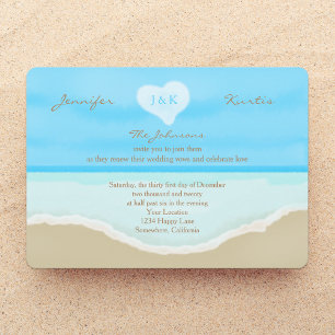 Hochzeit Vow Renewal Watercolor Beach Blue Einladung