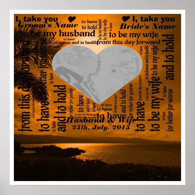 Hochzeit Vows Word Art Design Poster (Vorne)