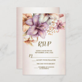 Hochzeit Wasserfarbe Boho Rosa Blume Elegant RSVP Karte