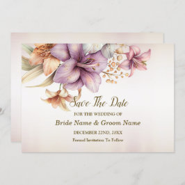 Hochzeit Wasserfarbe Boho Rosa Blume Elegant Save The Date
