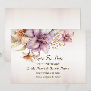 Hochzeit Wasserfarbe Boho Rosa Blume Elegant Save The Date