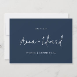 Hochzeit Wasserfarbe botanische Marine Blau modern Save The Date