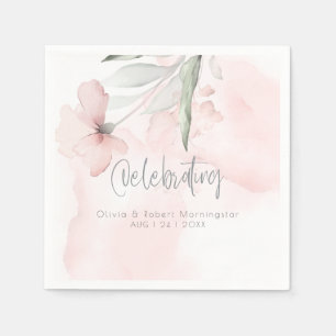 Hochzeit Wasserfarbe Rosa Rose Napkins Serviette