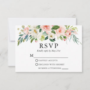 Hochzeit Wasserfarbe Rosa Weiße Blüteneleganz RSVP Karte
