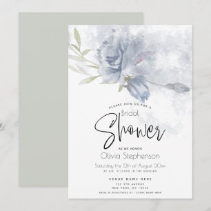 Hochzeit Wasserfarbe Rustikale Dusty Blue Rose Einladung