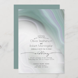 HOCHZEIT   Weiche Misty Jade und violetter Marmor Einladung