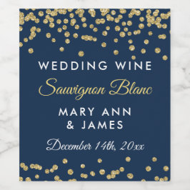 Hochzeit Wein Label Gold Imitate Glitzer Confetti Weinetikett