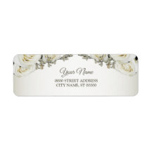 Hochzeit Weiß Floral Grün Elegante Rücksendeadress