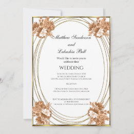 Hochzeit Weiß Herbstfarben Blumen Gold Einladung