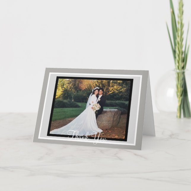 Hochzeit Weiß Schwarzes Foto Danke, Karten (Vorderseite)