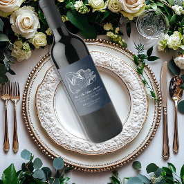 Hochzeit Weißer Schwan Navy Blauer Wein unten Weinetikett