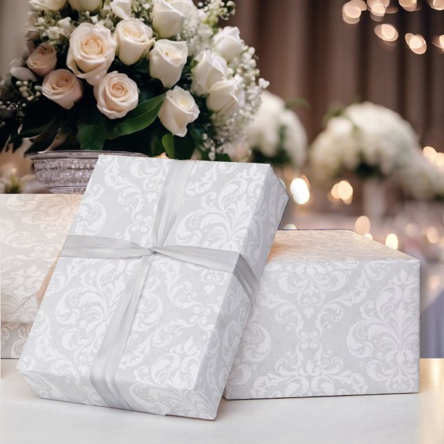 Hochzeit White Damask Classic Zeitlose Elegance Geschenkpapier (Von Creator hochgeladen)