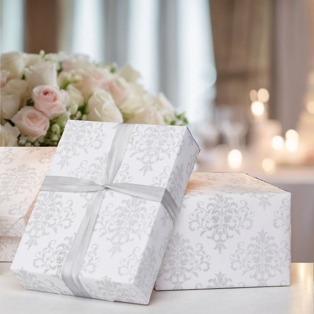 Hochzeit White Damask Simple Timeless Elegance Geschenkpapier (Von Creator hochgeladen)