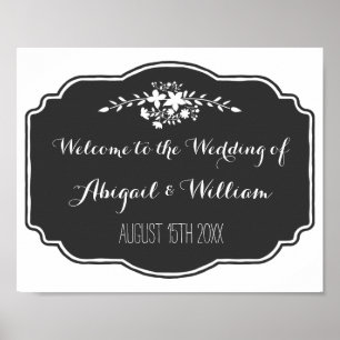 Hochzeit Willkommene Custom Sign Blumenkhalkboard Poster