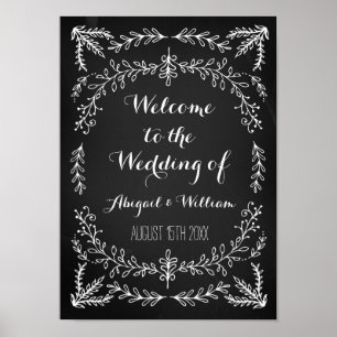 Hochzeit Willkommene Custom Sign Blumenkhalkboard Poster