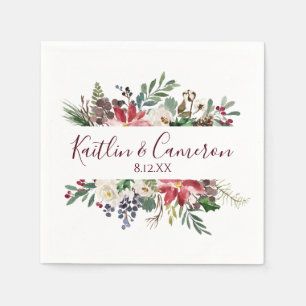 Hochzeit Winterurlaub Napkins   Burgundy Blue Serviette