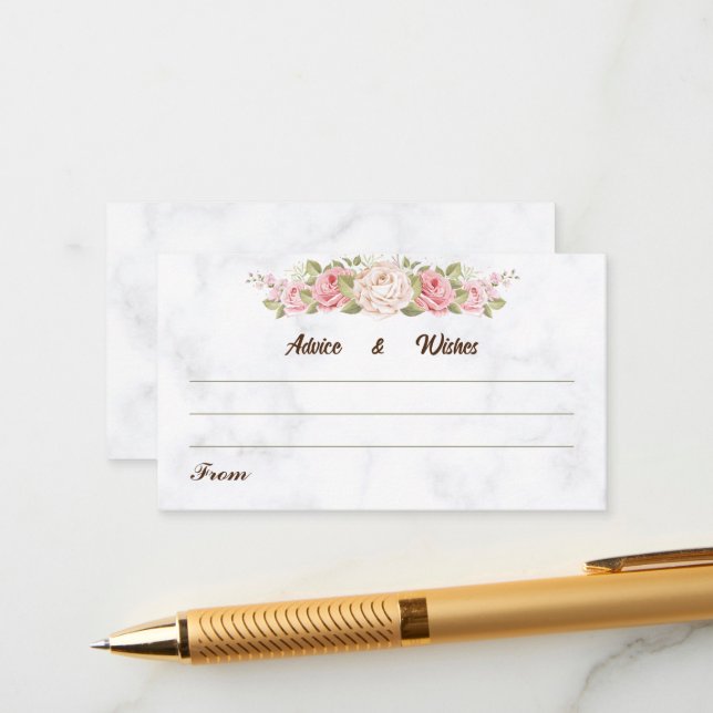 Hochzeit wünscht elegante Rose Blume Hochzeitsempf Begleitkarte (Vorderseite/Rückseite Beispiel)