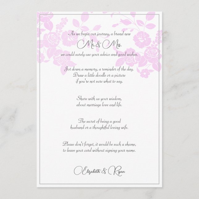 Hochzeit wünscht Liebe und Lebensberatungskarte Hinweiskarte (Vorderseite)