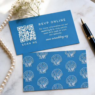 Hochzeit Ziel Blaue Muschel QR-Code RSVP Begleitkarte