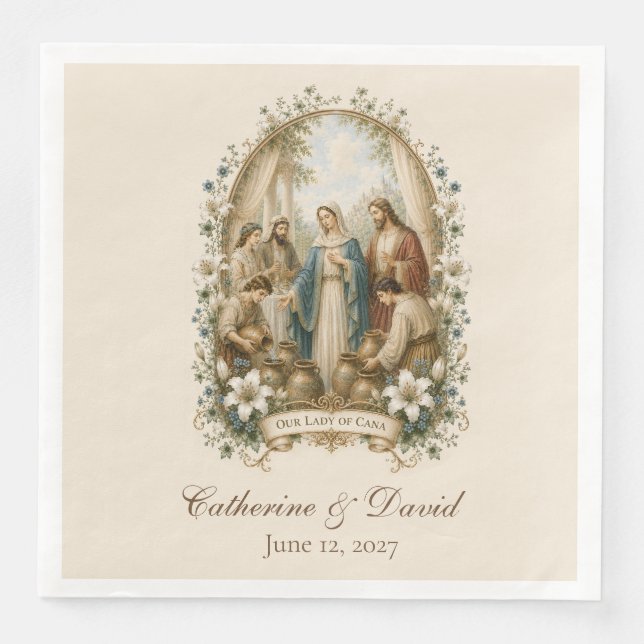 Hochzeit zu Kana Feier Traditionell Katholisch  Serviette (Vorderseite)