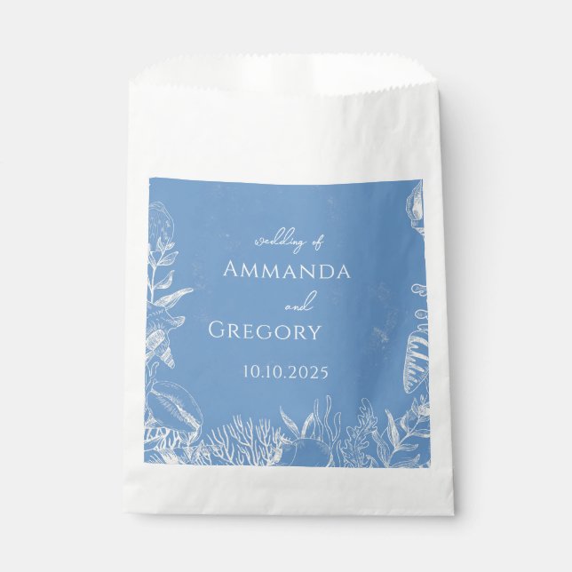 Hochzeit zum Thema Blauer Toiler Ozean Geschenktütchen (Vorderseite)
