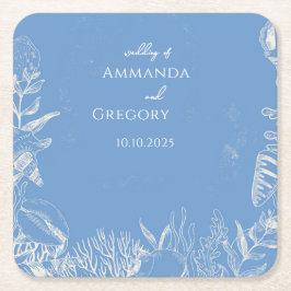 Hochzeit zum Thema Blauer Toiler Ozean Rechteckiger Pappuntersetzer