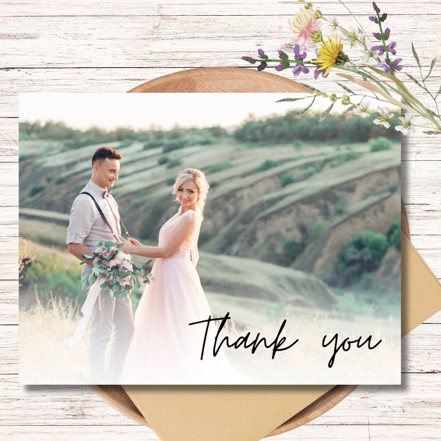 Hochzeit zwei Foto Danke Postkarte (Wedding Two Photo Thank You Postcard)