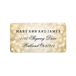 Hochzeitadresse Gold Glitzer Lights Adressaufkleber
