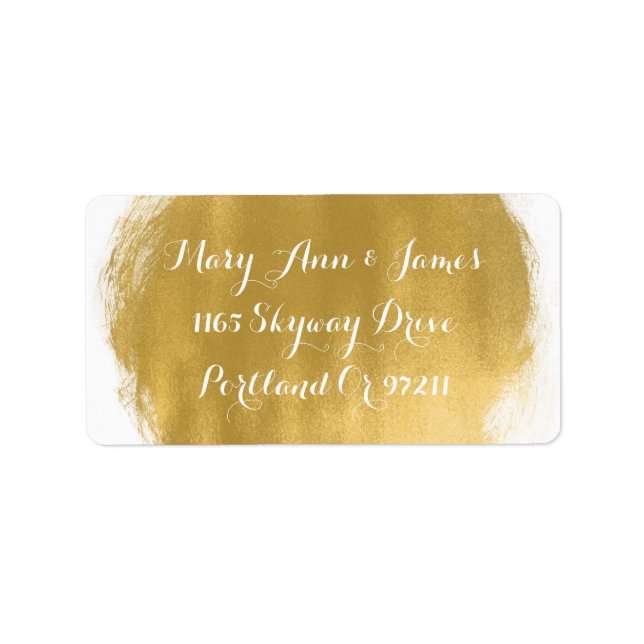 Hochzeitadresse Gold Paint Look Adressaufkleber (Vorne)