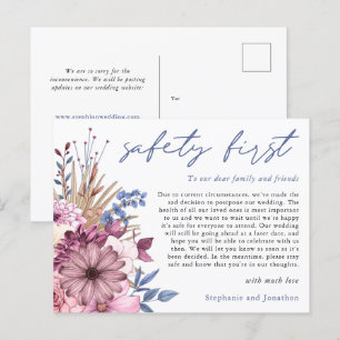 Hochzeitaufschiebung Sicherheit Erste COVID Floral Ankündigungspostkarte