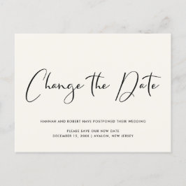 Hochzeitaufschub ändern das Datum der Lichtcreme Ankündigungspostkarte