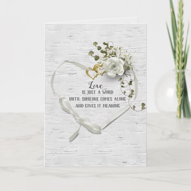 Hochzeitband Herz auf Birch Card Karte (Vorderseite)
