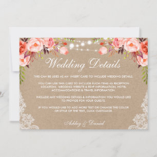 Hochzeitbeleuchtung Korallendetails Beilage Karte