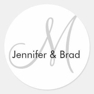 Hochzeitbride Groom Grey Black Monogram Sticker