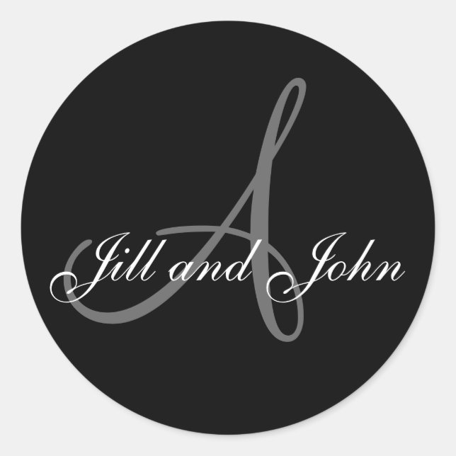 Hochzeitbride Groom Monogramm ein Aufkleber (Vorderseite)