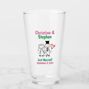 Hochzeitbride Groom Niedlicher Cartoon Stick Coupl Glas