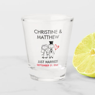 Hochzeitbride Groom Strichmännchen Niedlicher Cart Schnapsglas