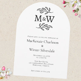 Hochzeitcouple Simple Monogram Initials Minimalist Einladung