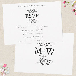 Hochzeitcouple Simple Monogram Initials Minimalist RSVP Karte