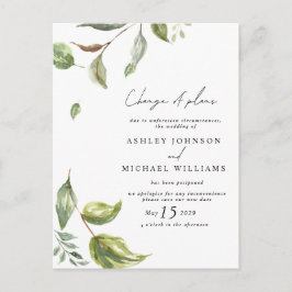 Hochzeitdatum Änderung von Plänen Wasserfarbskript Ankündigungspostkarte