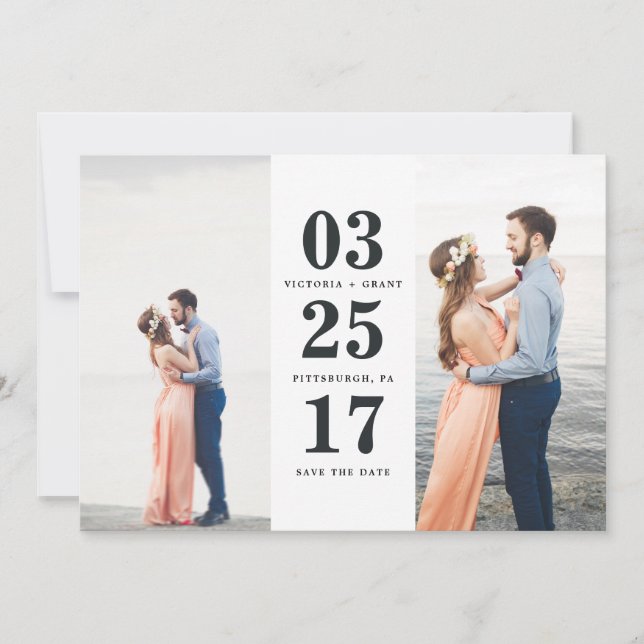 Hochzeitdatum Save the Date Karte (Vorderseite)