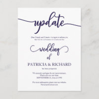 Hochzeitdatum verschoben Navy Blue Script