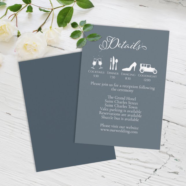 Hochzeitdetails Dusty Blue Wedding Timeline Begleitkarte (Von Creator hochgeladen)
