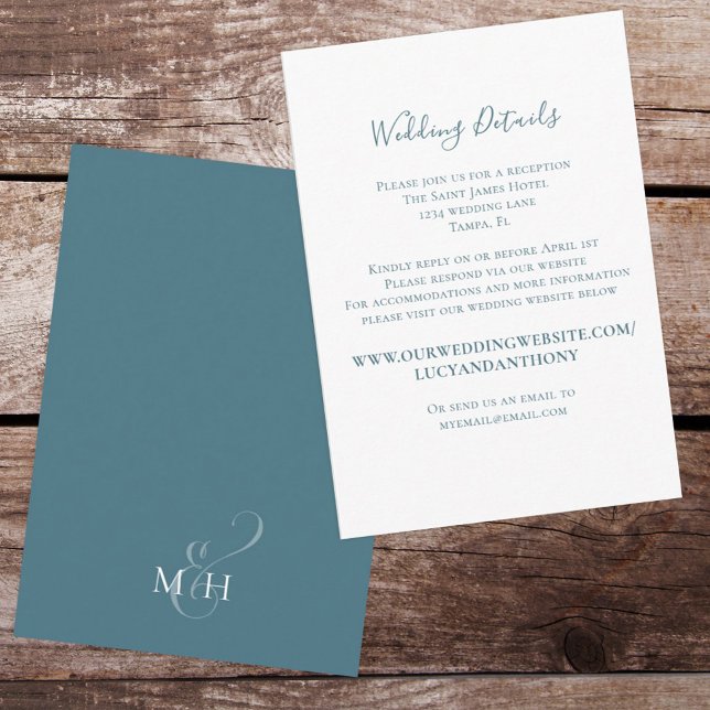 Hochzeitdetails Einfach Minimalistisch Blue Custom Begleitkarte (Von Creator hochgeladen)
